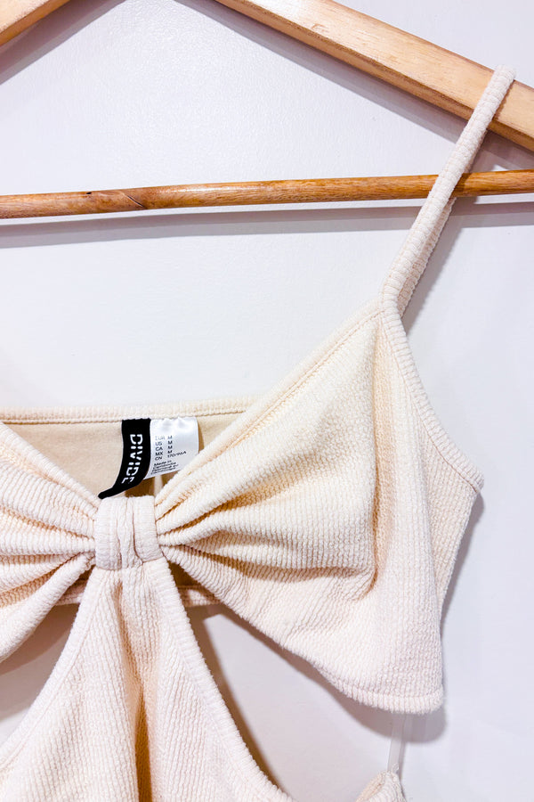 Camisole courte beige gaufrée (m)-H&M-La Penderie du Paradis 🕊