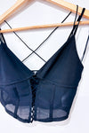Camisole coupĂ©e noire style corset (xs)-Garage-La Penderie du Paradis đ