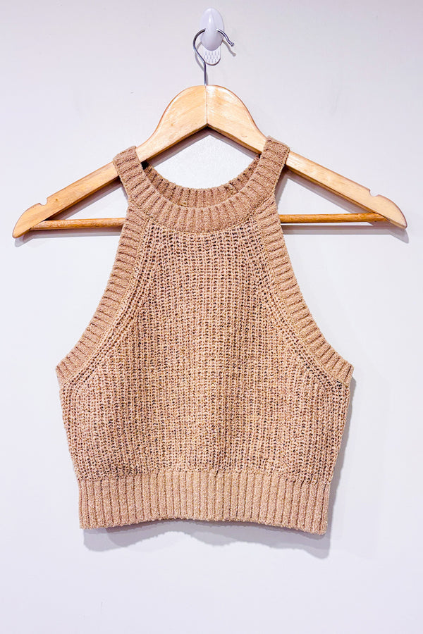 Camisole courte beige en maille (s)-H&M-La Penderie du Paradis 🕊