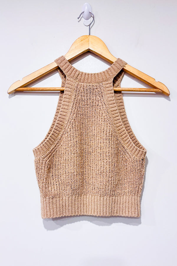 Camisole courte beige en maille (s)-H&M-La Penderie du Paradis 🕊