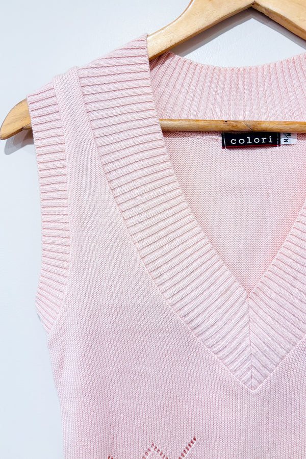 Débardeur rose et bleu en tricot (m)-Colori-La Penderie du Paradis 🕊