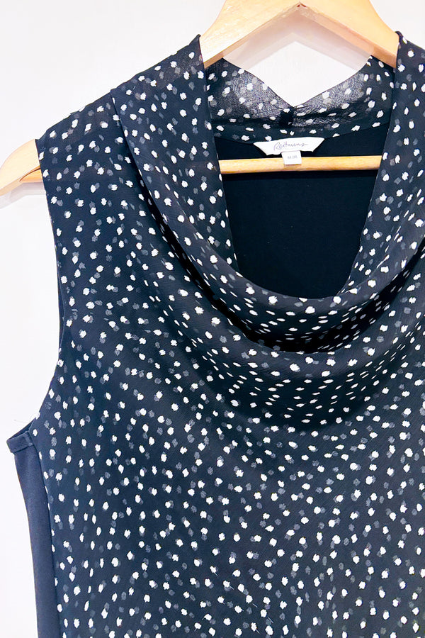 Haut noir à pois ave col fluide (m)-Reitmans-La Penderie du Paradis 🕊