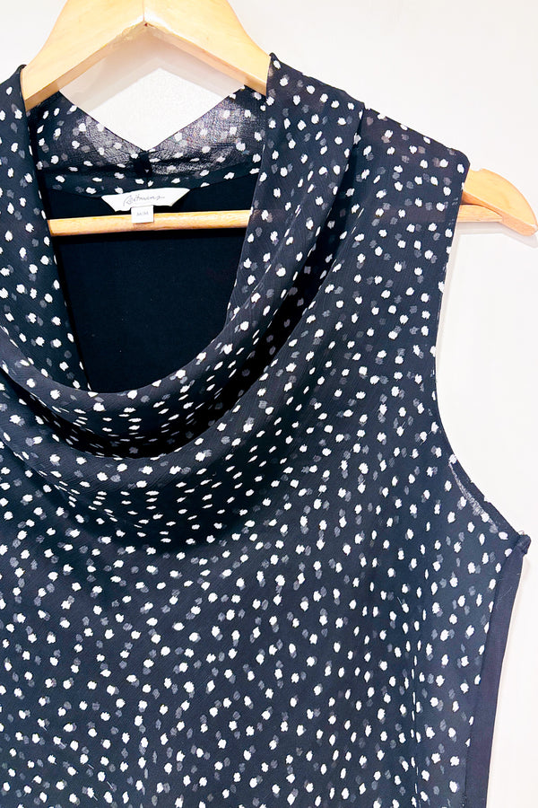Haut noir à pois ave col fluide (m)-Reitmans-La Penderie du Paradis 🕊