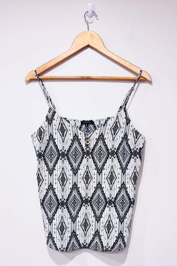 Camisole blanche et noire à motifs (m)-Dynamite-La Penderie du Paradis 🕊