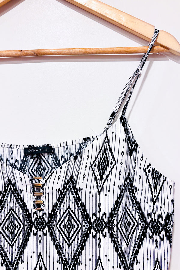 Camisole blanche et noire à motifs (m)-Dynamite-La Penderie du Paradis 🕊