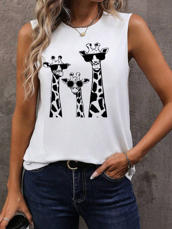 Camisole blanche avec girafes (s)-SHEIN-La Penderie du Paradis 🕊