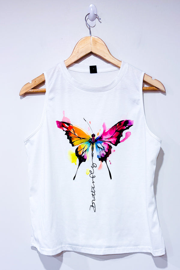 Camisole blanche avec papillon (s)-SHEIN-La Penderie du Paradis 🕊