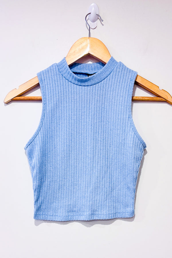Haut sans manche bleu côtelé (s)-SHEIN-La Penderie du Paradis 🕊