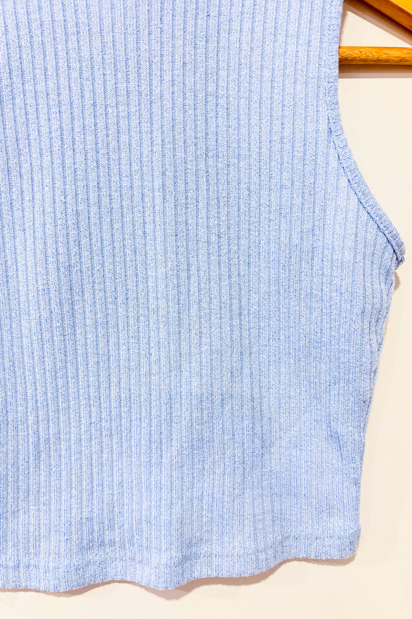 Haut sans manche bleu côtelé (s)-SHEIN-La Penderie du Paradis 🕊
