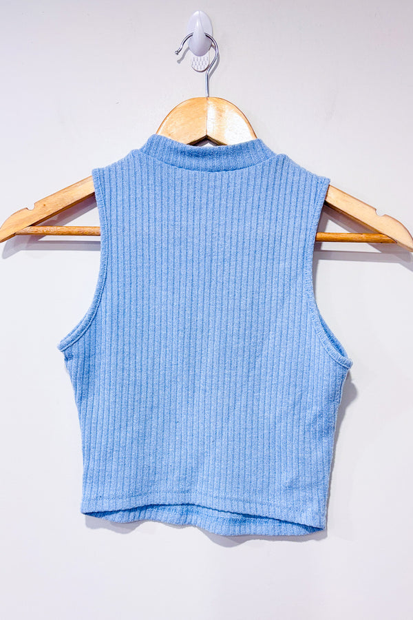 Haut sans manche bleu côtelé (s)-SHEIN-La Penderie du Paradis 🕊