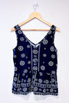Camisole marine fleurie (s)-Aqua-La Penderie du Paradis 🕊
