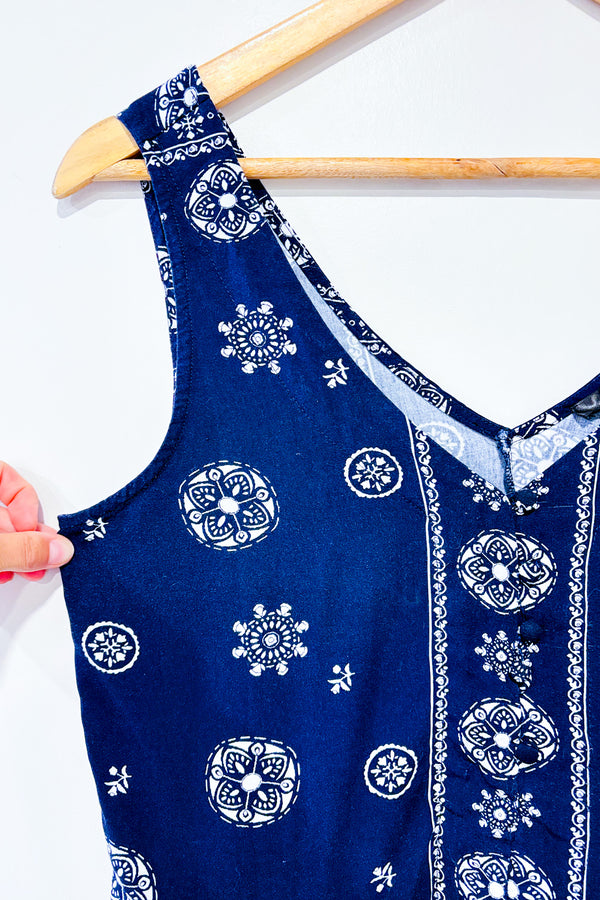 Camisole marine fleurie (s)-Aqua-La Penderie du Paradis 🕊