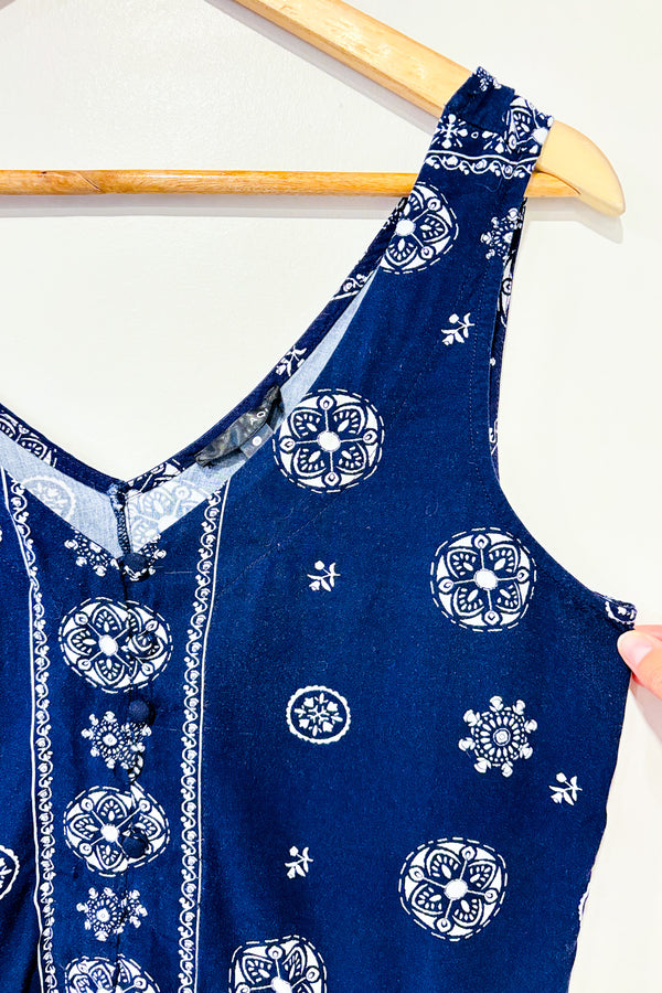 Camisole marine fleurie (s)-Aqua-La Penderie du Paradis 🕊