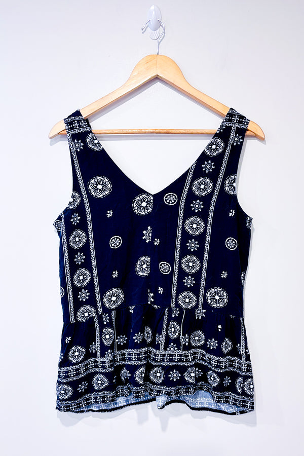 Camisole marine fleurie (s)-Aqua-La Penderie du Paradis 🕊