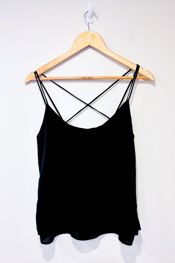 Camisole noire fluide bretelles croisées (xs)-H.C.M.II-La Penderie du Paradis 🕊