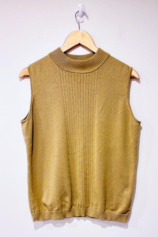 Débardeur vintage taupe en tricot à col haut (l)-Grenier-La Penderie du Paradis 🕊