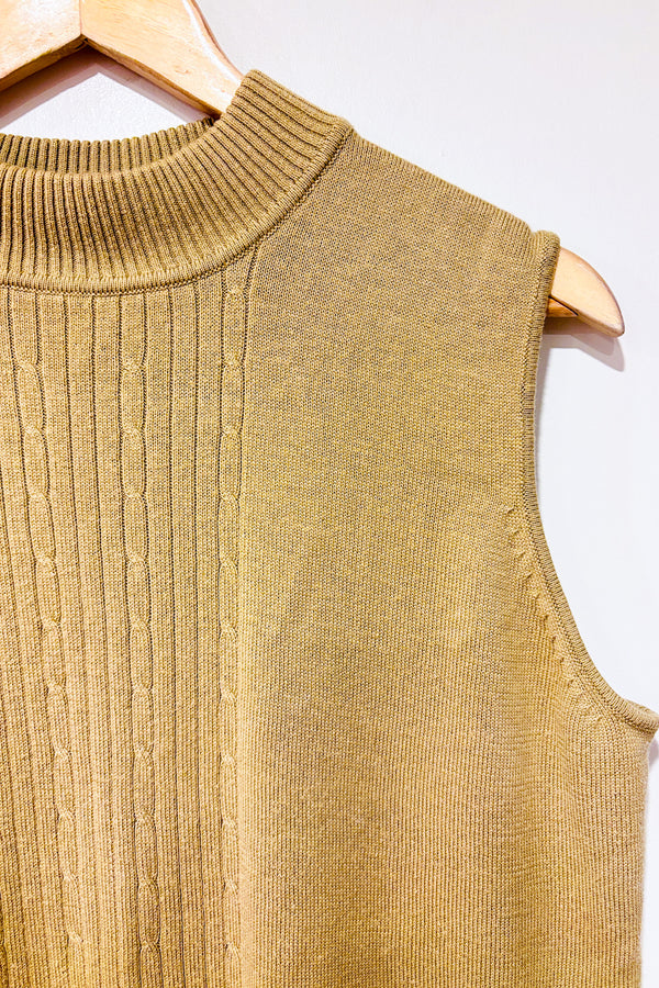 Débardeur vintage taupe en tricot à col haut (l)-Grenier-La Penderie du Paradis 🕊
