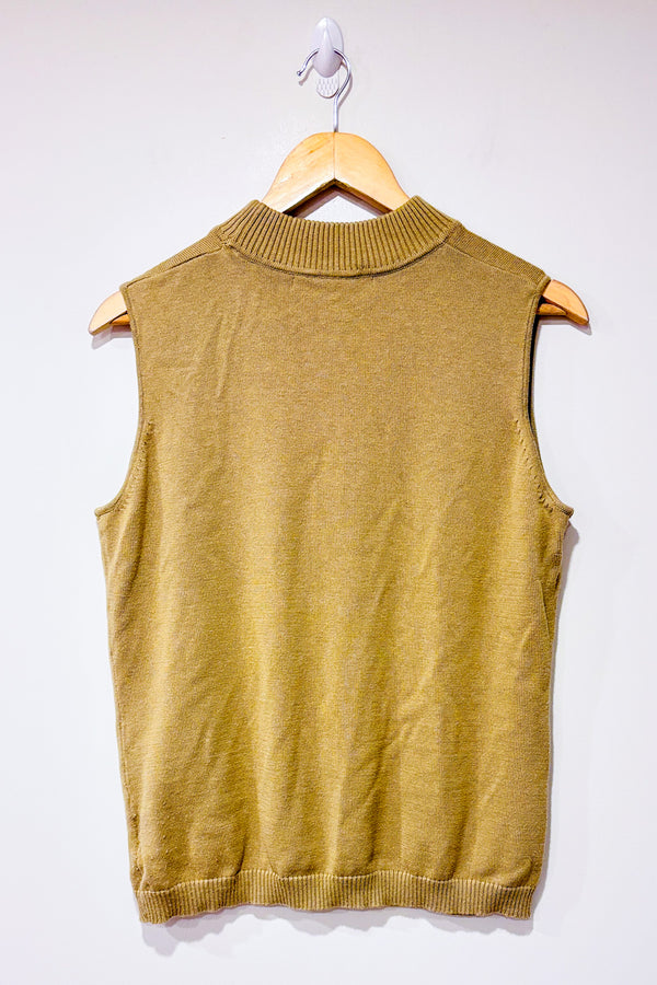 Débardeur vintage taupe en tricot à col haut (l)-Grenier-La Penderie du Paradis 🕊