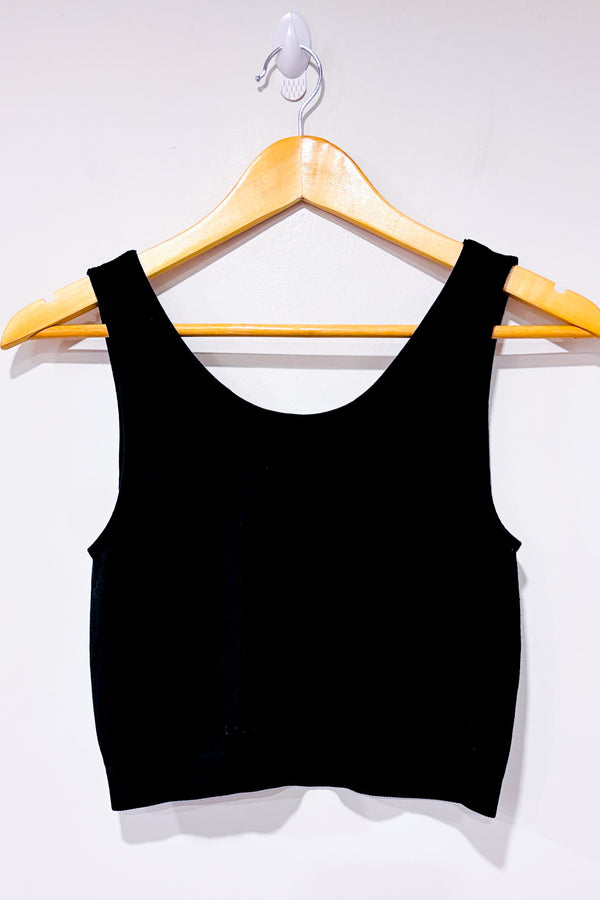 Camisole courte noire côtelée (m/l)-Love Life-La Penderie du Paradis 🕊