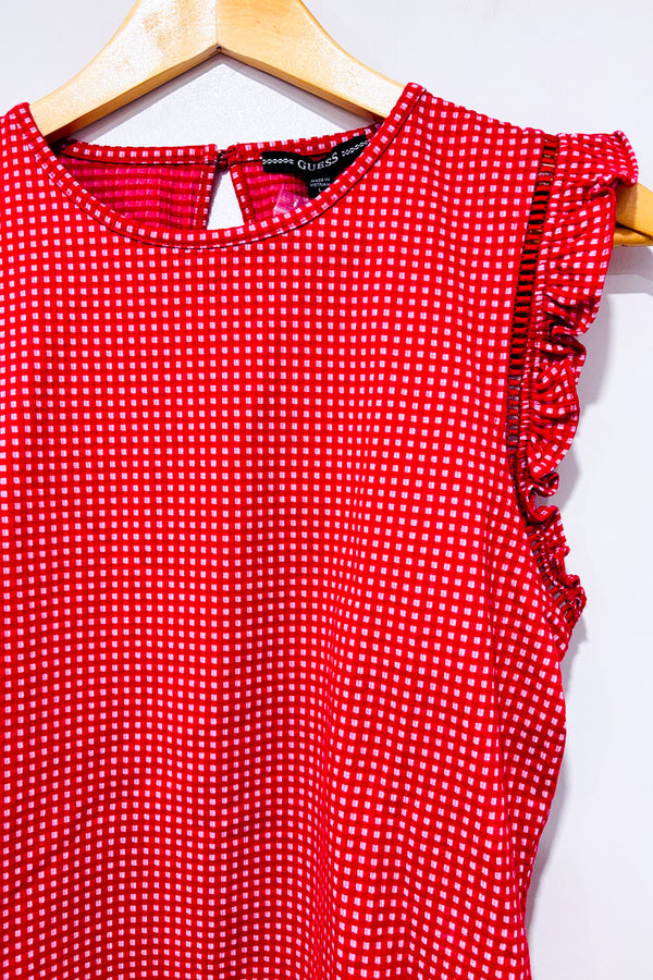 Haut rouge à carreaux* seconde main - Guess- La Penderie du Paradis