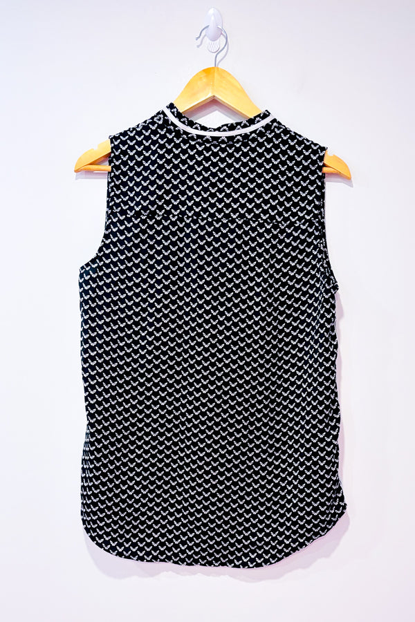 Blouse noire et blanche à motifs seconde main - Tristan- La Penderie du Paradis