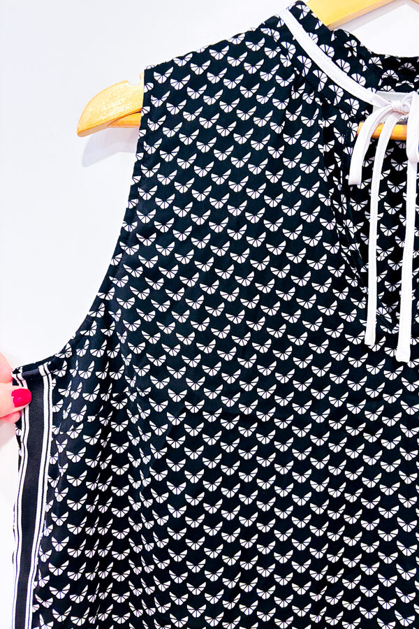 Blouse noire et blanche à motifs seconde main - Tristan- La Penderie du Paradis