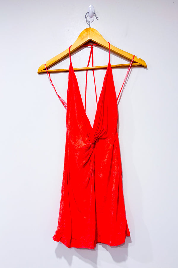Camisole rose fleurie avec noeud devant et dos ouvert seconde main - Autres- La Penderie du Paradis