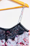 Camisole satinée bleue fleurie avec dentelle seconde main - Zara- La Penderie du Paradis