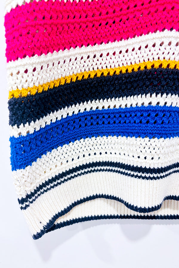 Débardeur oversized en tricot rayé multicolore col V* seconde main - Zara- La Penderie du Paradis