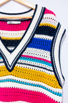 Débardeur oversized en tricot rayé multicolore col V* seconde main - Zara- La Penderie du Paradis
