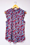 Blouse bleue et rouge fleurie* seconde main - Tamara H.- La Penderie du Paradis