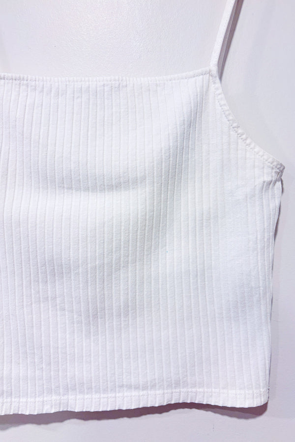 Camisole courte côtelée crème seconde main - Zara- La Penderie du Paradis