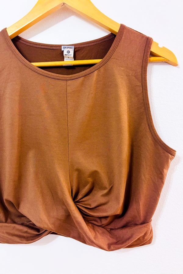 Camisole courte brune avec noeud seconde main - 90 degree by Reflex- La Penderie du Paradis