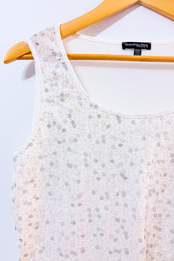Camisole crème à paillettes seconde main - Proportion Petite / Conrad C- La Penderie du Paradis