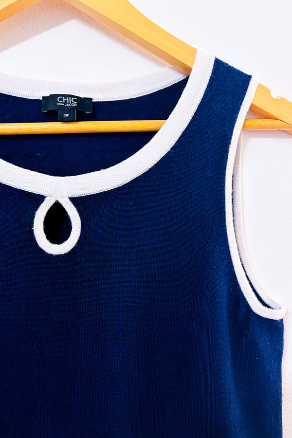 Camisole marine et blanche seconde main - Jacob- La Penderie du Paradis