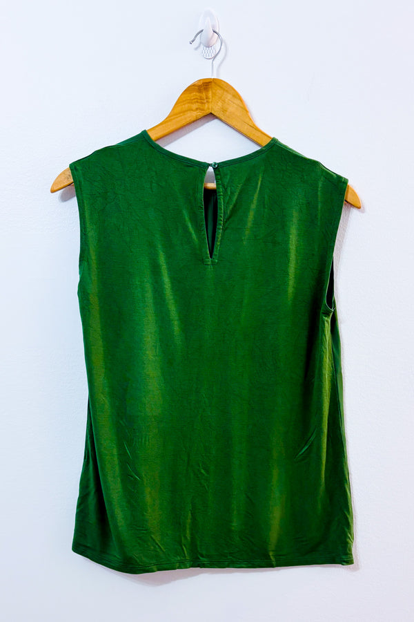 Camisole fluide verte à encolure plissée seconde main - Reitmans- La Penderie du Paradis