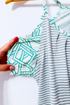Camisole sport grise et verte rayée avec soutien intégré seconde main - Reitmans- La Penderie du Paradis