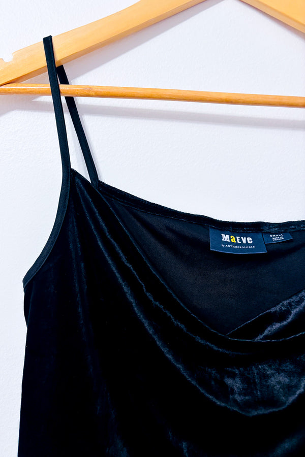 Camisole courte noire en velours à col drapé* seconde main - Maeve- La Penderie du Paradis