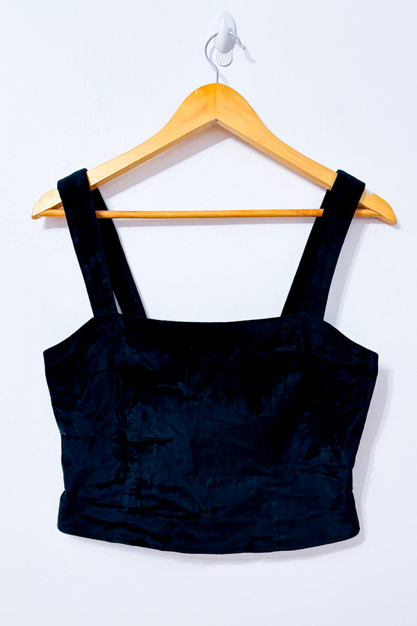 Camisole courte noire en velours à encolure carrée* seconde main - Maeve- La Penderie du Paradis