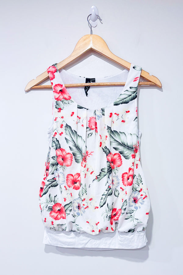 Camisole bouffante crème avec fleurs (xs)-Colori-La Penderie du Paradis 🕊