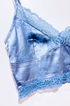 Camisole coupée satinée bleue fleurie (s)-SHEIN-La Penderie du Paradis 🕊