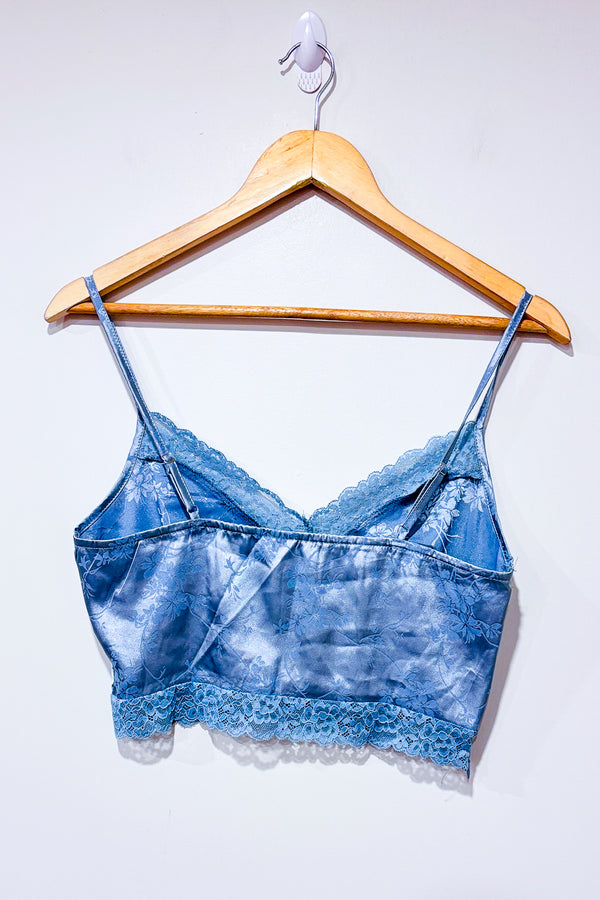 Camisole coupée satinée bleue fleurie (s)-SHEIN-La Penderie du Paradis 🕊