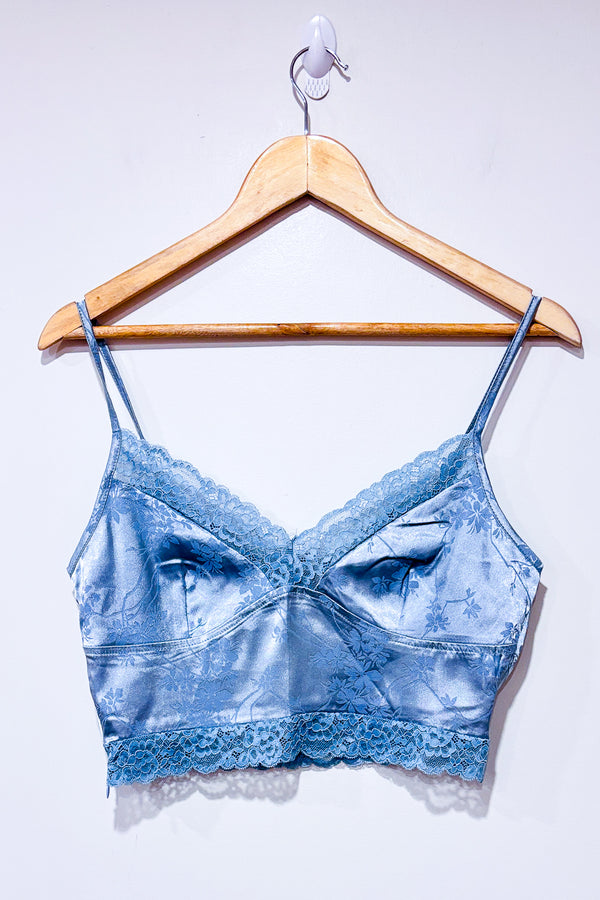 Camisole coupée satinée bleue fleurie (s)-SHEIN-La Penderie du Paradis 🕊
