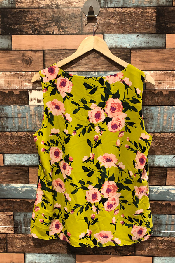 Camisole fluide jaune fleurie (l) seconde main Laura