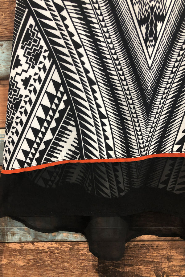 Camisole fluide noire et orange motifs géométriques (s) seconde main Dynamite