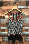 Camisole fluide noire et orange motifs géométriques (s) seconde main Dynamite