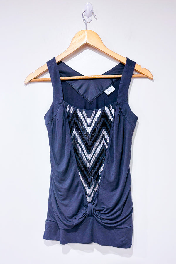 Camisole grise avec paillettes (s)-Suzy Shier-La Penderie du Paradis 🕊