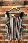 Camisole multicolore motifs géométriques et bretelle en dentelle (2X) seconde main In Every Story