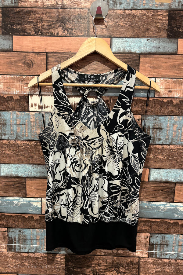 Camisole noire et blanche avec motifs et bande élastique (l) seconde main HKR Collections