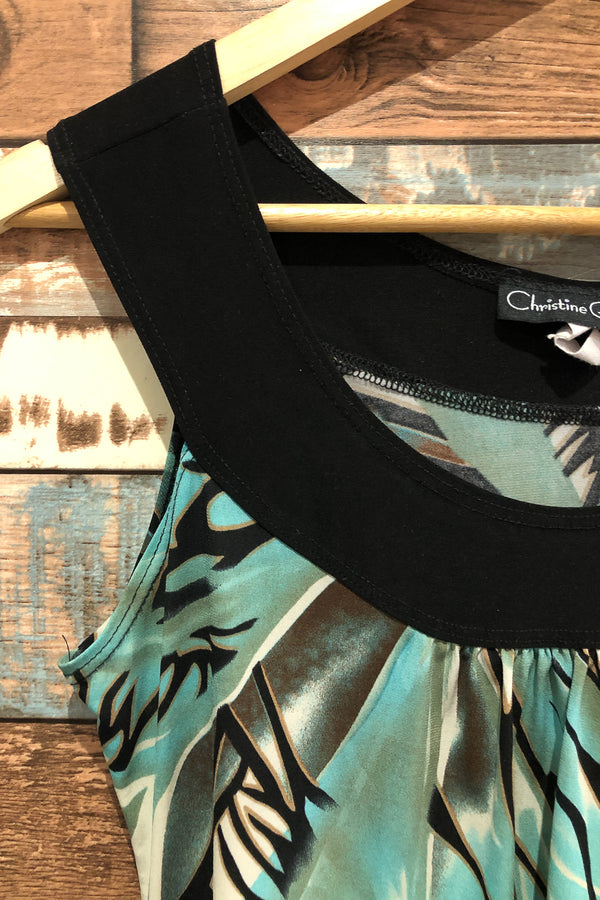 Camisole noire et bleue avec motifs (m) seconde main Christine Gerard